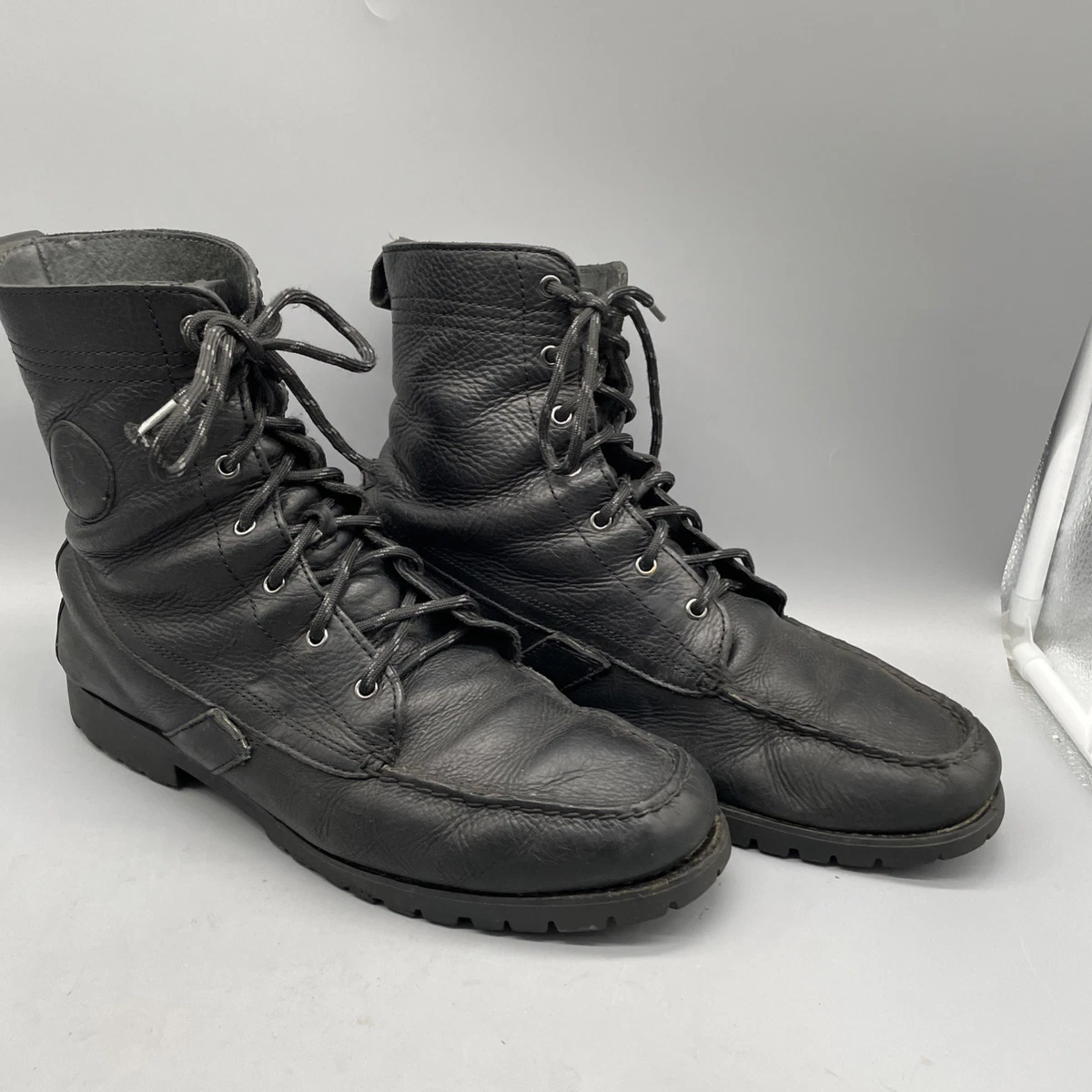 Polo Ralph Lauren Brawley Leather Canvas Chukka Ankle Boots 12D Black Lace Shoes Polo Ralph Lauren Chukka Boots for Men for Sale - Shop New  main image 2