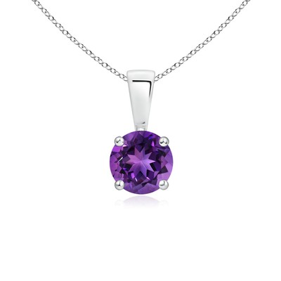 ANGARA 0.45 Ct Natural Amethyst Round Shape Pendant Necklace in Sterling Silver