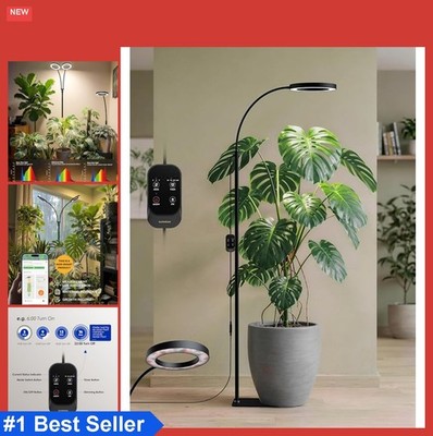 Full Spectrum LED Grow Light Floor Lamp Stand Adjustable 20W 66 LEDs Timer