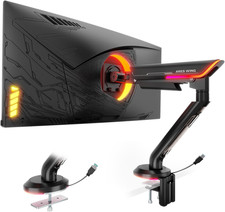 Single Monitor Mount with RGB, Heavy-Duty Gaming Monitor Arm Fits for 24"-57" Ul