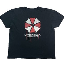 Capcom Resident Evil Umbrella Corporation Logo Black Graphic T-Shirt Men 2XL