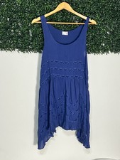 Free People Intimately Tiny Dots Voile Lace Trapeze Slip Dress Nightgown Size M