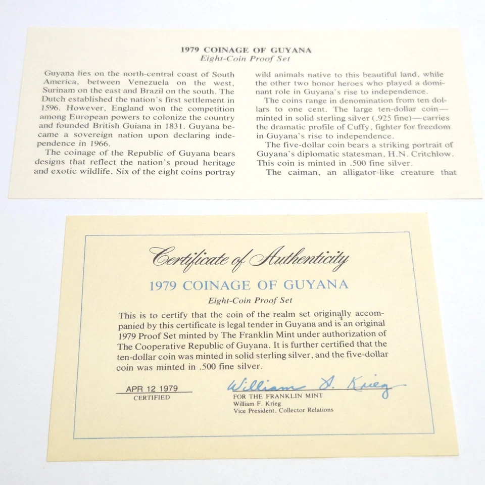 1979 Coinage Of Guyana 8 Coin Silver Proof Set In Original Box - Image 2 of 4