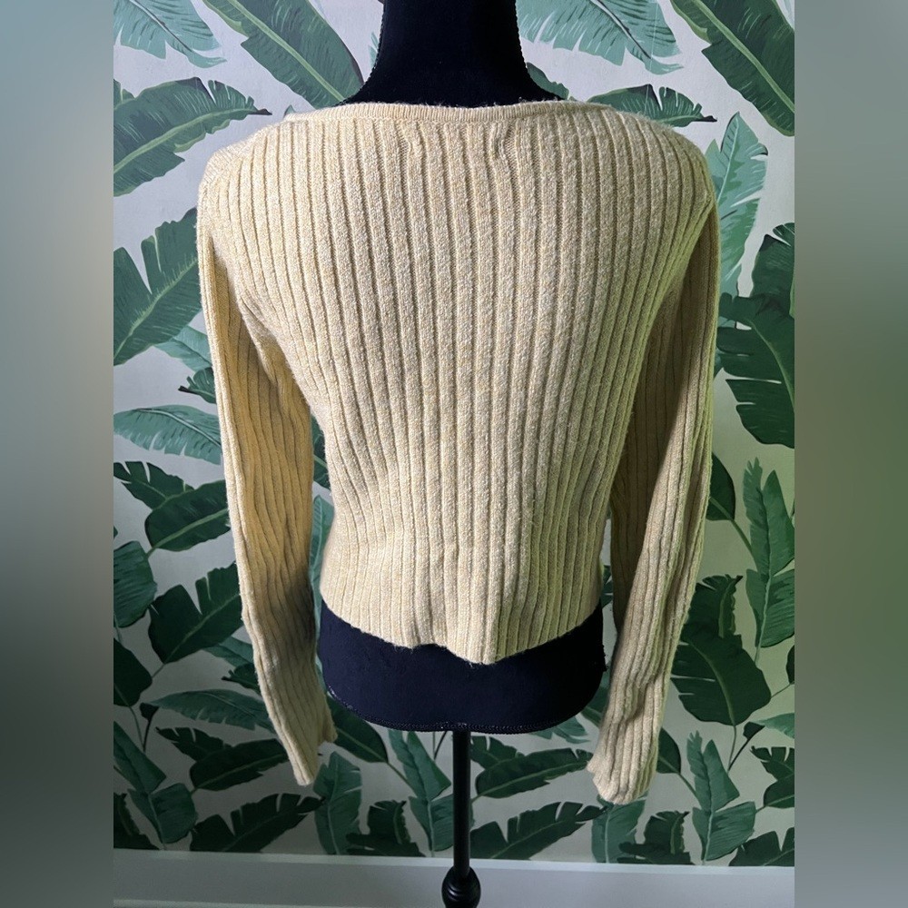 American Eagle Yellow Button Front Cropped Cardig… - image 4