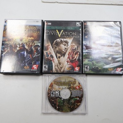 Sid Meier's Civilization IV Colonization & V Gods Kings PC Video Game Lot of 4
