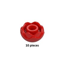 NEW Lego Red Plants Flower Round 2 Layers Peony Rose Open Stud Parts 10 PC