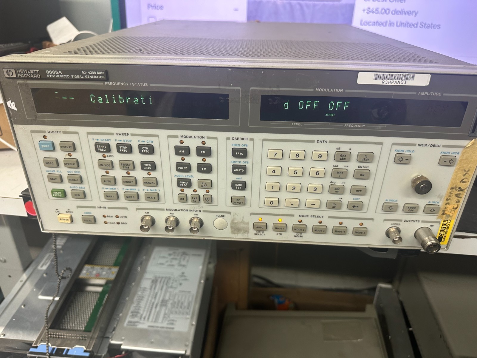 HP 8665A 0.1-4200 MHz, Synthesized Signal Generator untested For Parts / Repair