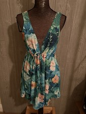 Show Me Your Mumu Women Size Small Green Floral Hawaiian Sun Cover Up Dress