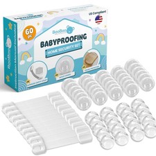 Booboo 60 Pack Child Safety Baby Proofing Kit X10 Cabinet Drawer Locks X20 C