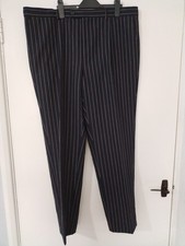 FACIS Italy Men's Trousers W40 L30 Navy Pinstripe Slim Wool Blend