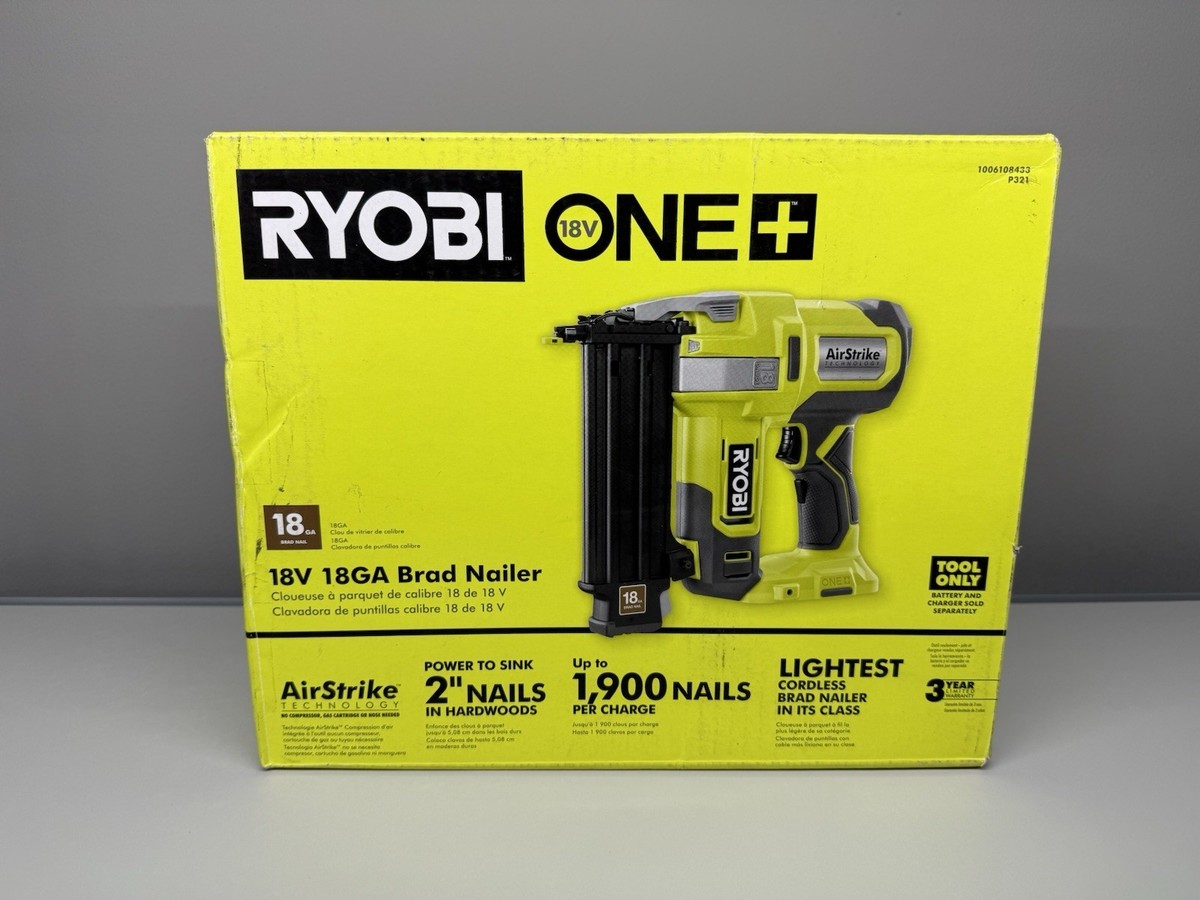 Ryobi P321 18V 18-Gauge Cordless AirStrike Brad Nailer (Tool Only
