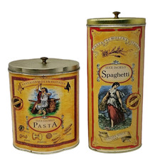 Juego de latas de sémola de pasta italiana de colección contenedor de espagueti caja de decoración de metal
