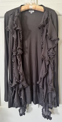 Foley And Corinna Lightweight Ruffle Cardigan Long Sleeve M Lagenlook 