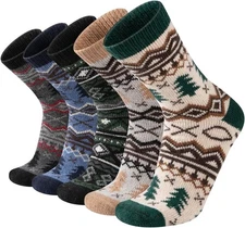 COOVAN Wool Socks Mens Warm Winter Thermal Thick Knit Cozy Soft Crew Boot Socks 