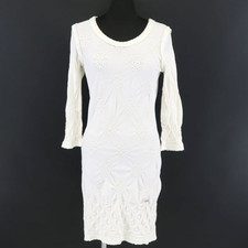 CHANEL Knit Dress White Dot Openwork CC Plate FR36 / US6 Made in France Used