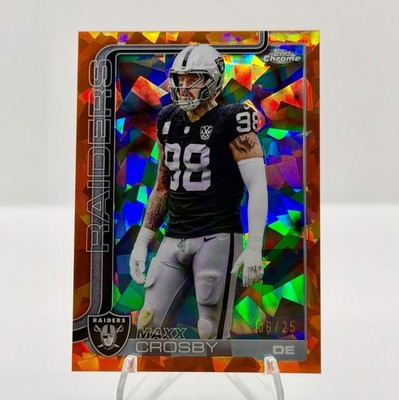 MAXX CROSBY 2025 Topps Chrome Sapphire Orange /25 #180 Raiders SP MINT