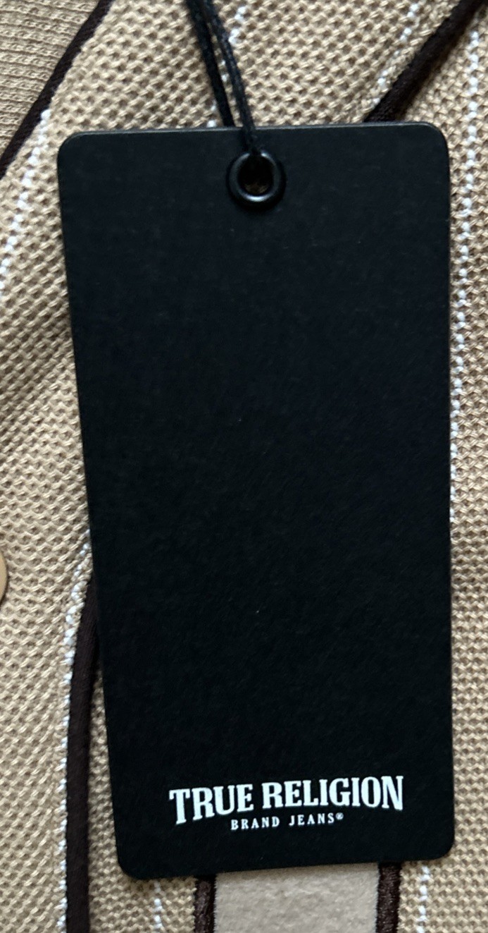 True Religion Baseball Jersey Shirt Men's Size Medium M Travertine Tan NWT $79 thumbnail 5