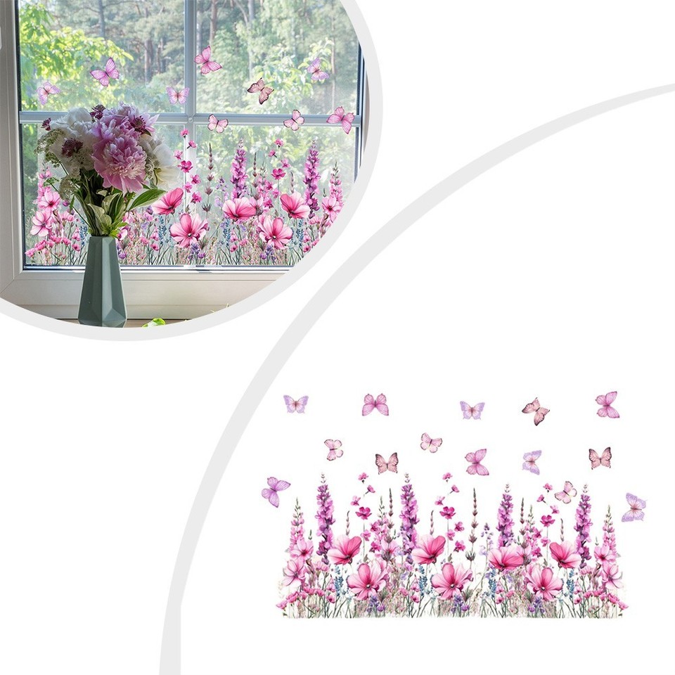 Large Spring Themed Window Clings Spring Floral Window Clings Double Sided Removable Stickers for Window ...