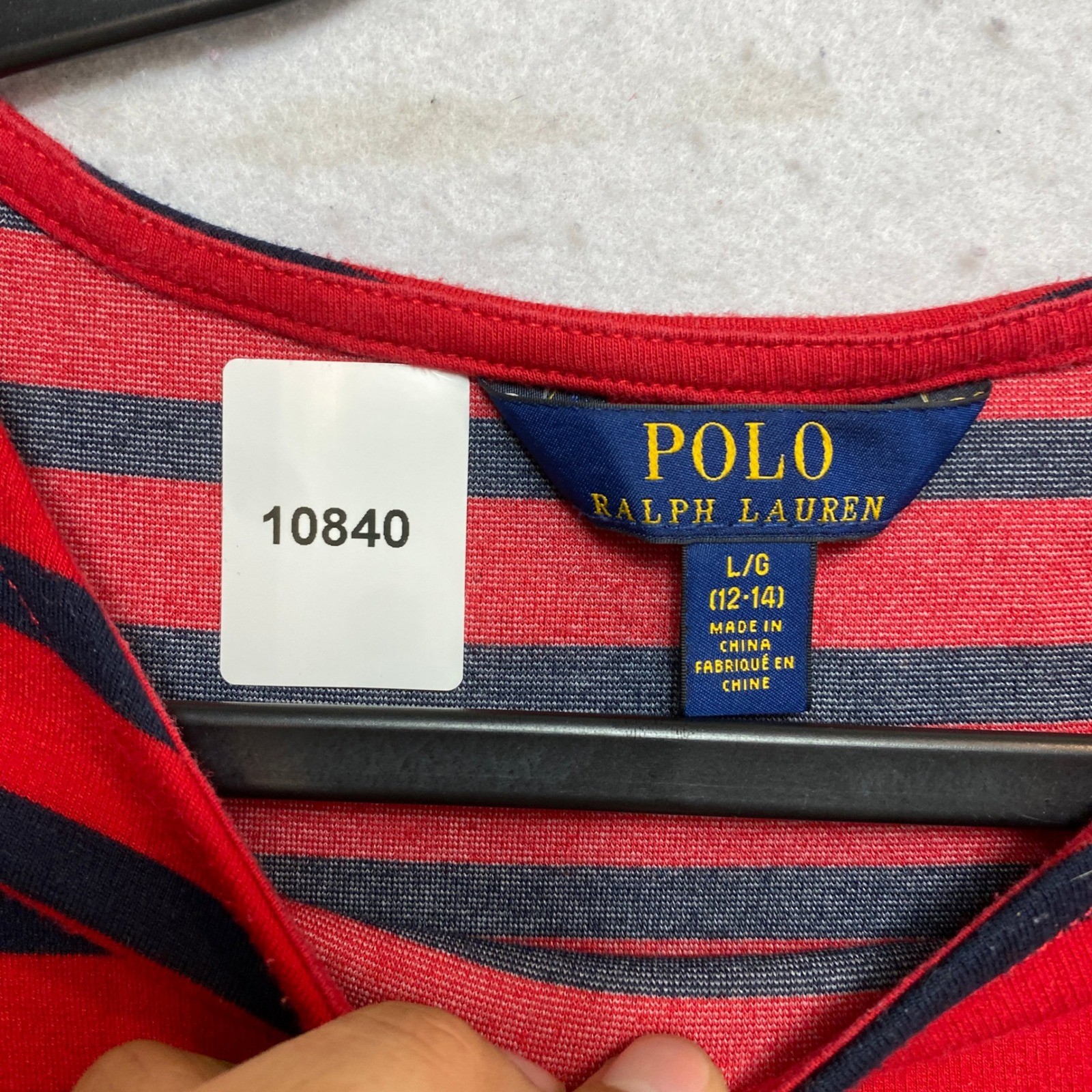 Lot Of 3 Polo Ralph Lauren Dress Bundle Kids 14-16 Red Blue Chambray Striped image 10