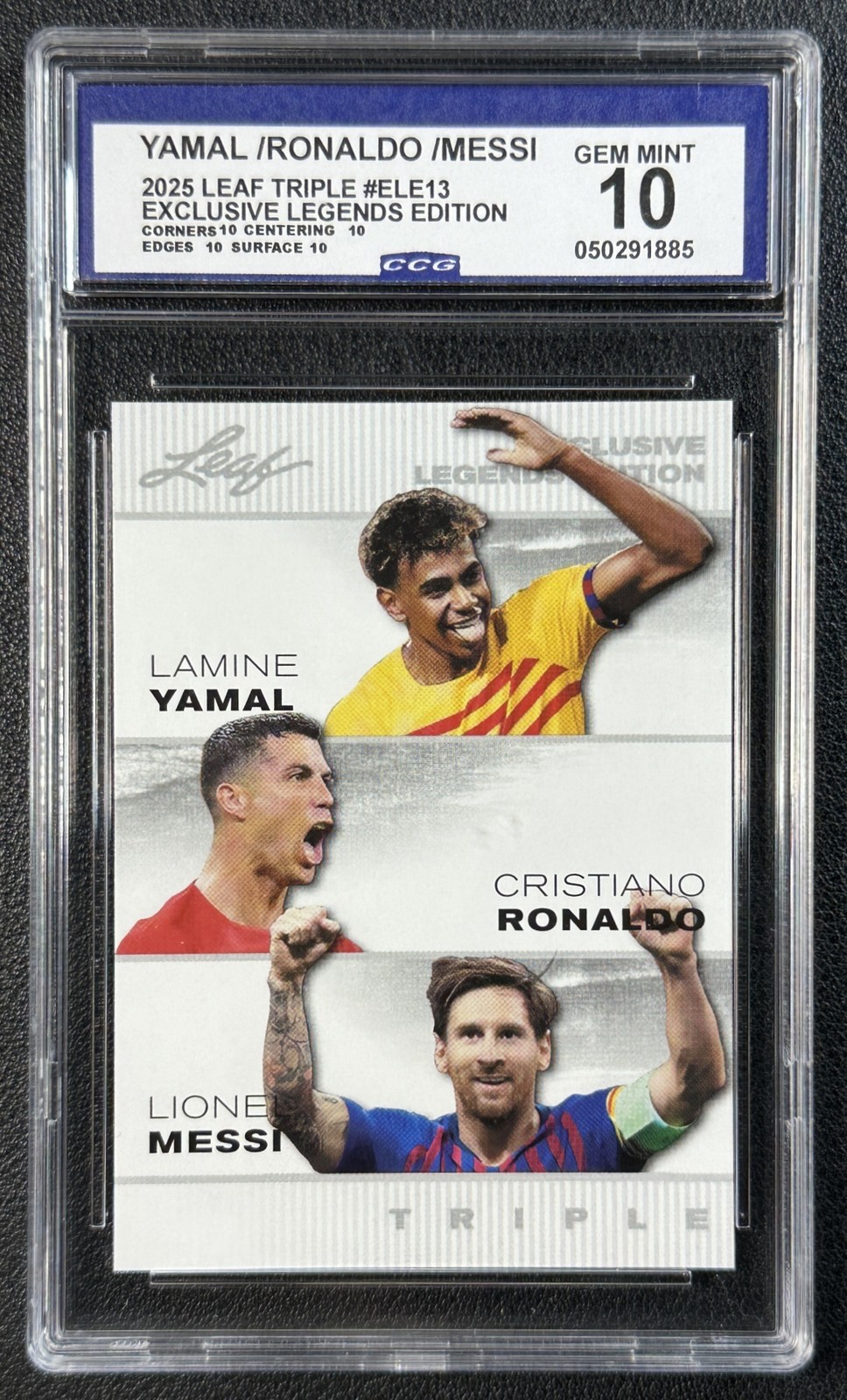 LIONEL MESSI RONALDO PELE CCG 10 2024 LEAF EXCLUSIVE LEGENDS EDITION 1885