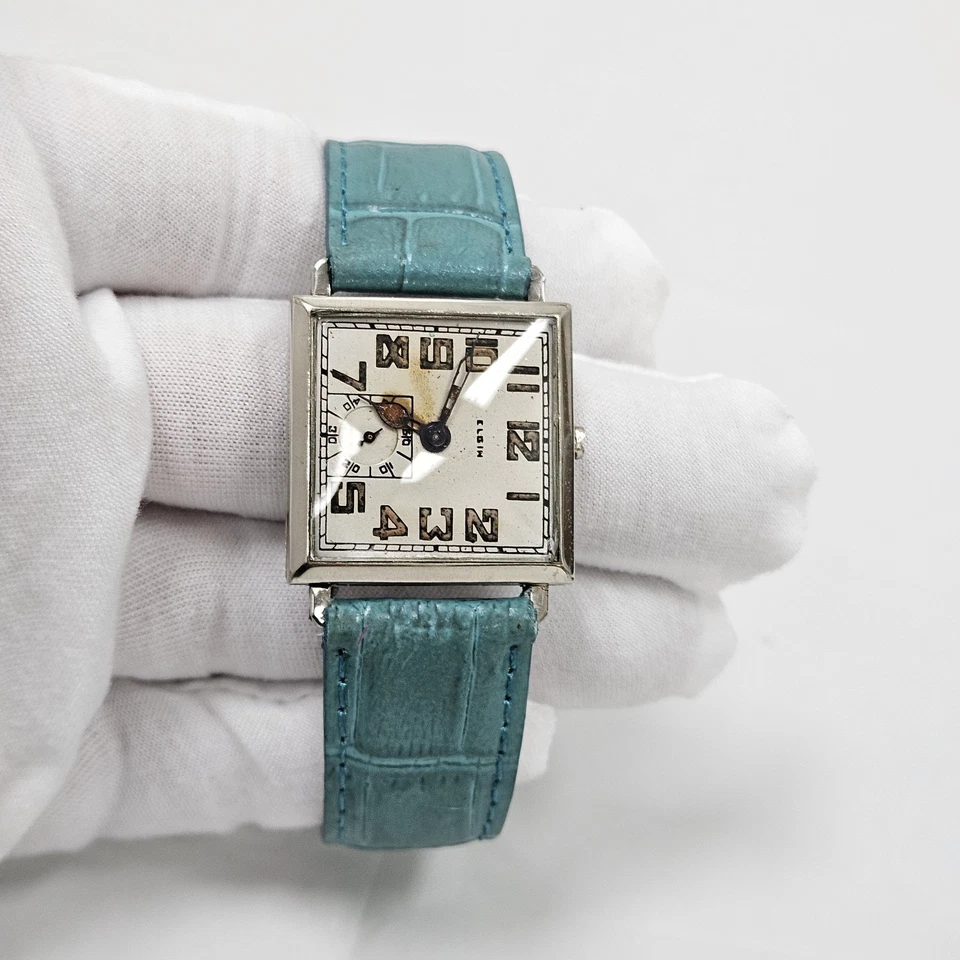 Reloj Pulsera Hombre Raro Antiguo 1921 Elgin 7 Joyas Grado 431 EE. UU. Piezas/Reparación Foto 2 de 4