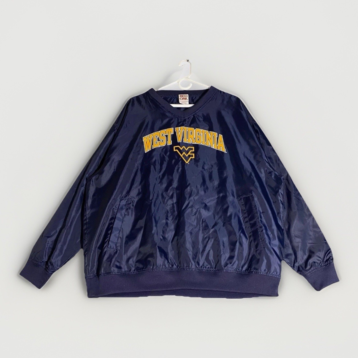 West Virginia Mountaineers Pullover Men’s XL Windbreaker Jacket Vtg WVU Spellout