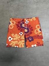 True Vintage 60  s Jantzen Multi Color Floral Cotton Canvas Swim Shorts Size 34