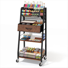 3 Tier Rolling Cart - Metal Utility Cart with Storage Drawer and Wheels, Versati