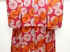 7732088: JAPANESE KIMONO / ANTIQUE KIMONO / SILK / KINSHA / FLORAL CREST