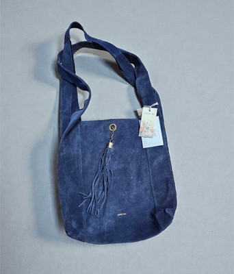Johnny Was MADE IN ITALY  Suede Tassel Chain Hobo Bag Oceano Indigo Blue NWT
