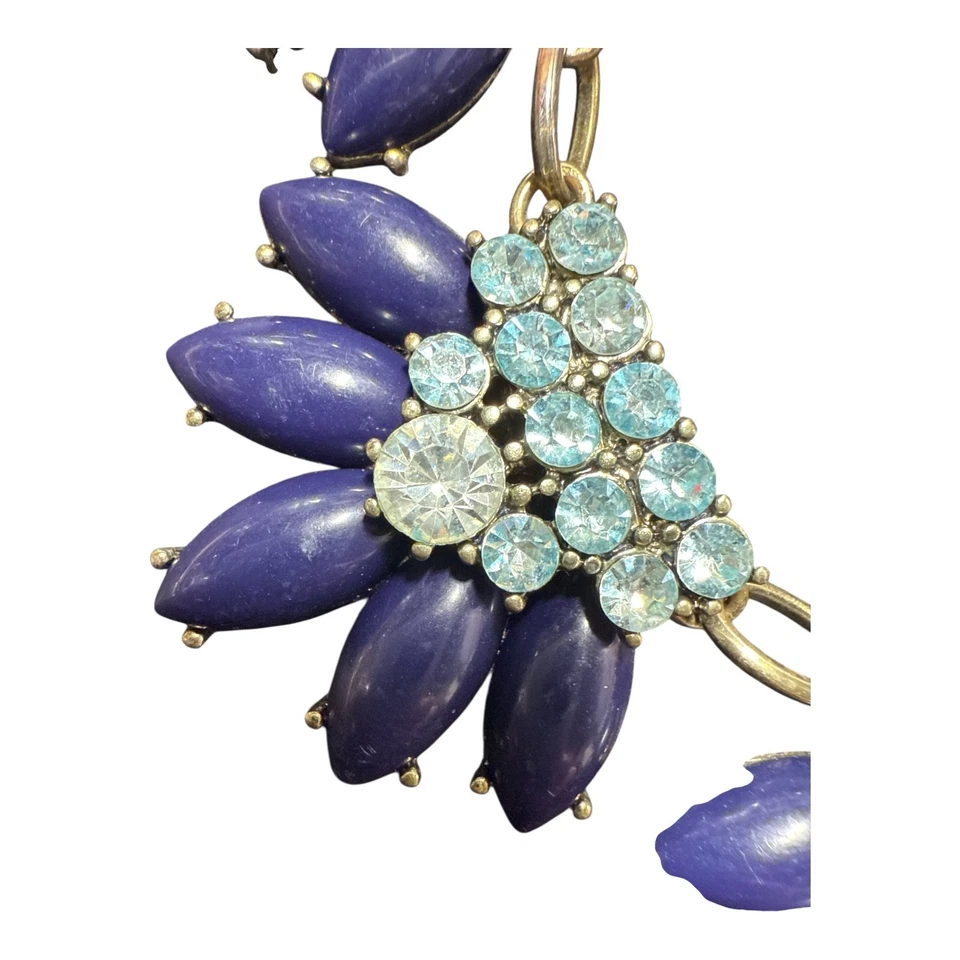 J. Collar CREW Tono Dorado Cristales Azul Marino y Azul Declaración JC281 Foto 4 de 4