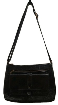 VINTAGE FOSSIL KINLEY Purse Black Pebbled Leather Crossbody Bag Shoulder Bag