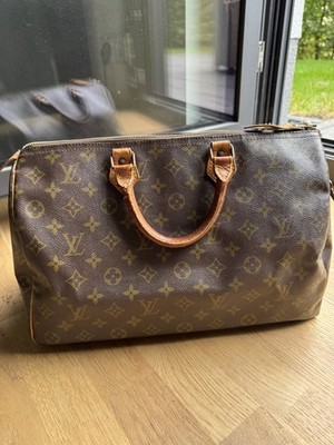 Louis Vuitton Speedy 35 Monogram Canvas Vintage Handbag   Brown