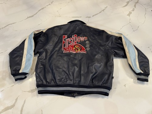 VINTAGE First Down Aviator Sixty Four Men’s Size XXL PVC Casting Leather Jacket - Picture 2 of 12