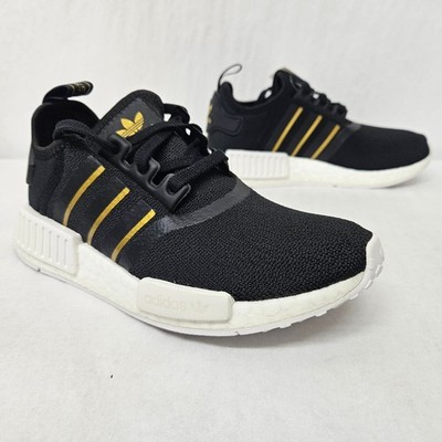 Adidas NMD_R1 W Running Shoes FW6433 Black Gold Metallic White Women Size 5.5