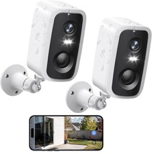 2PCS Wireless Outdoor Security Camera 2K Battery-Powered Camera 3MP Home Camera