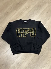 Vintage Nu Sportswear Wake Forest Demon Deacons Embroidered Crewneck Sz Large