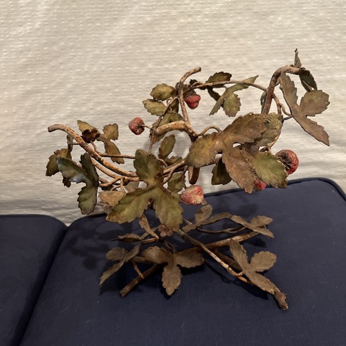 Beautiful Early Antique Metal Free Form Tole Strawberry Basket!!