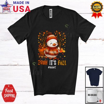 Custom Name It's Fall; Amazing Thanksgiving Tree Duck Coffee Pumpkin T-Shirt