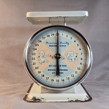 Vintage American Family Nursery Scale 30lb Pink Blue Baby Graphic