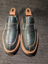 Tricker's James Wedge Sole Loafers; Green Cutter; UK 12 / US 13 D; Exc, no box