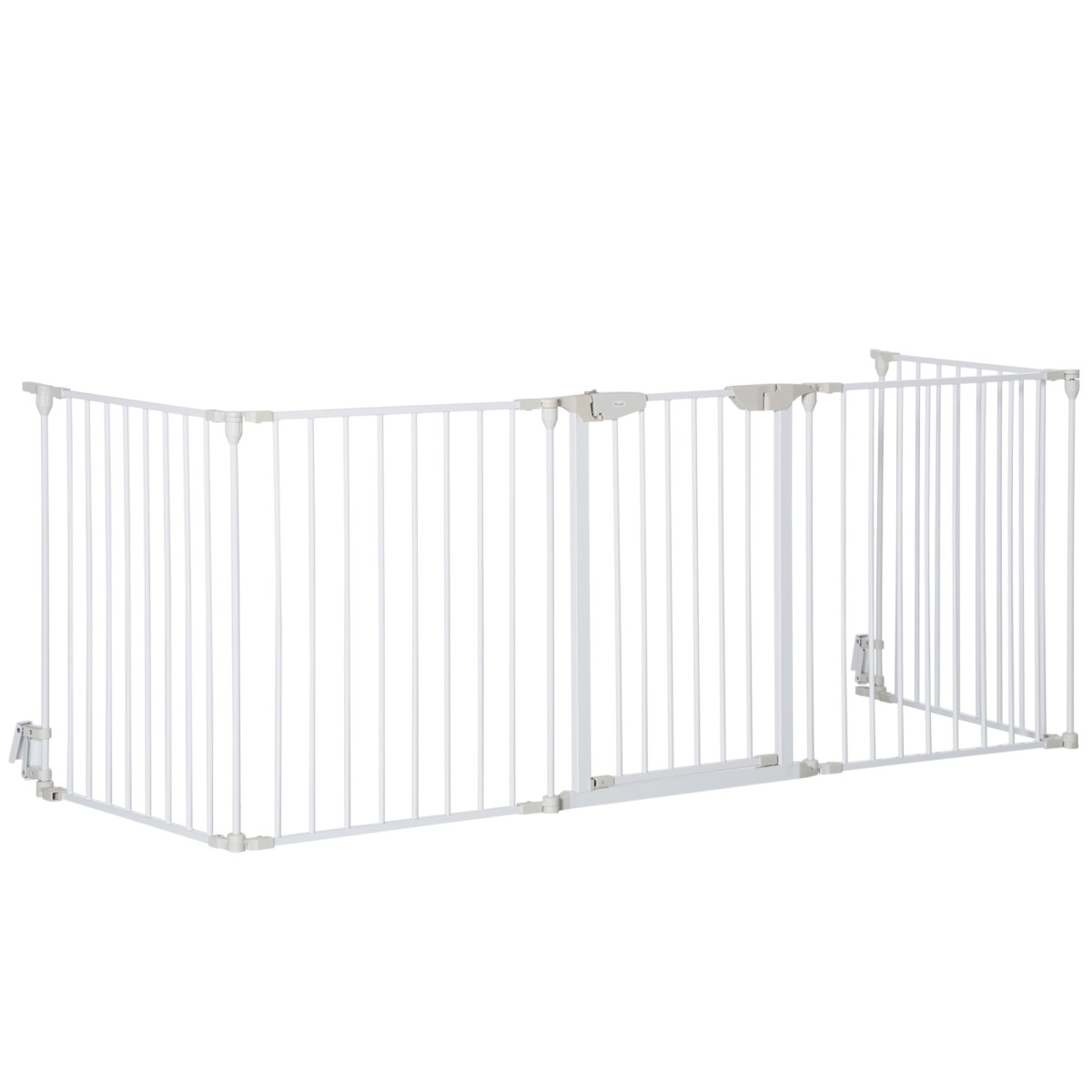 Pawhut White Pet Safety Gate 3-Panel Playpen Fireplace Metal Fence Stair Barrier In - Image 2