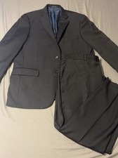 Hart Schaffner Marx Suit Set Mens 46R Black USA 2 Piece With Dress Pants 40X27