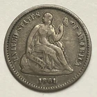 1861 Liberty Seated Silver Half Dime. Very Fine. Nice Key Type Coin