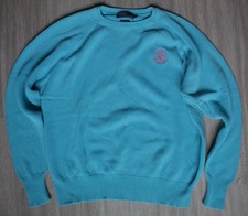 Vintage Polo Ralph Lauren Sweater XL Blue Green Cookie Crest Knit Cotton