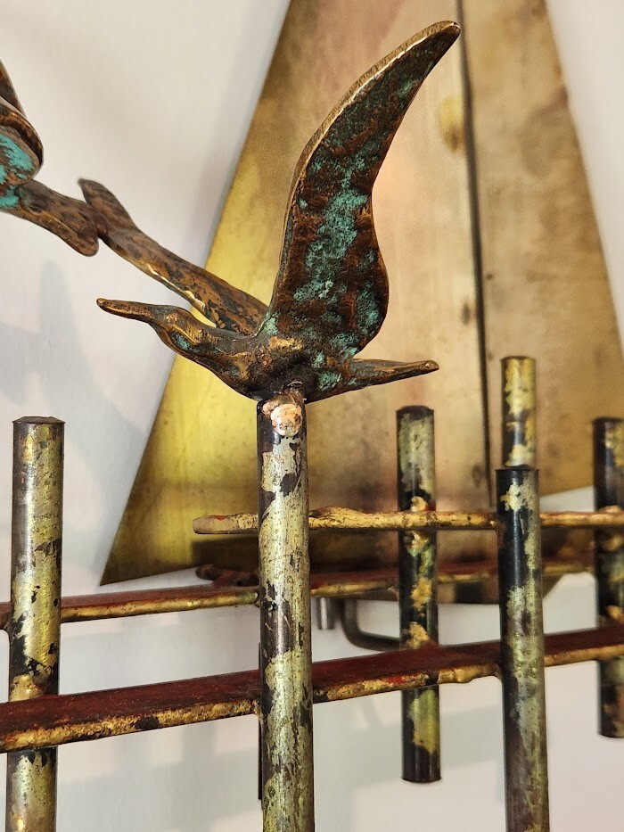 C. Jere Sailboat Pier Metal Brass Wall Art Seagulls Dock