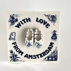 New ListingRoyal Mosa Hand Painted Delft Blue Windmill Tile 6 x 6 W/ Shoes Amsterdam Love