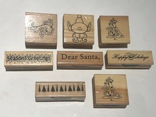 8 HOLIDAY THEMED CRAFT SMART RUBBER STAMPS Wood Mounted Arts Crafts Christmas