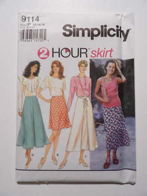 Simplicity Sewing Pattern 9114 2 Hour Skirt Flared Style Back Zipper UC 12 14 16
