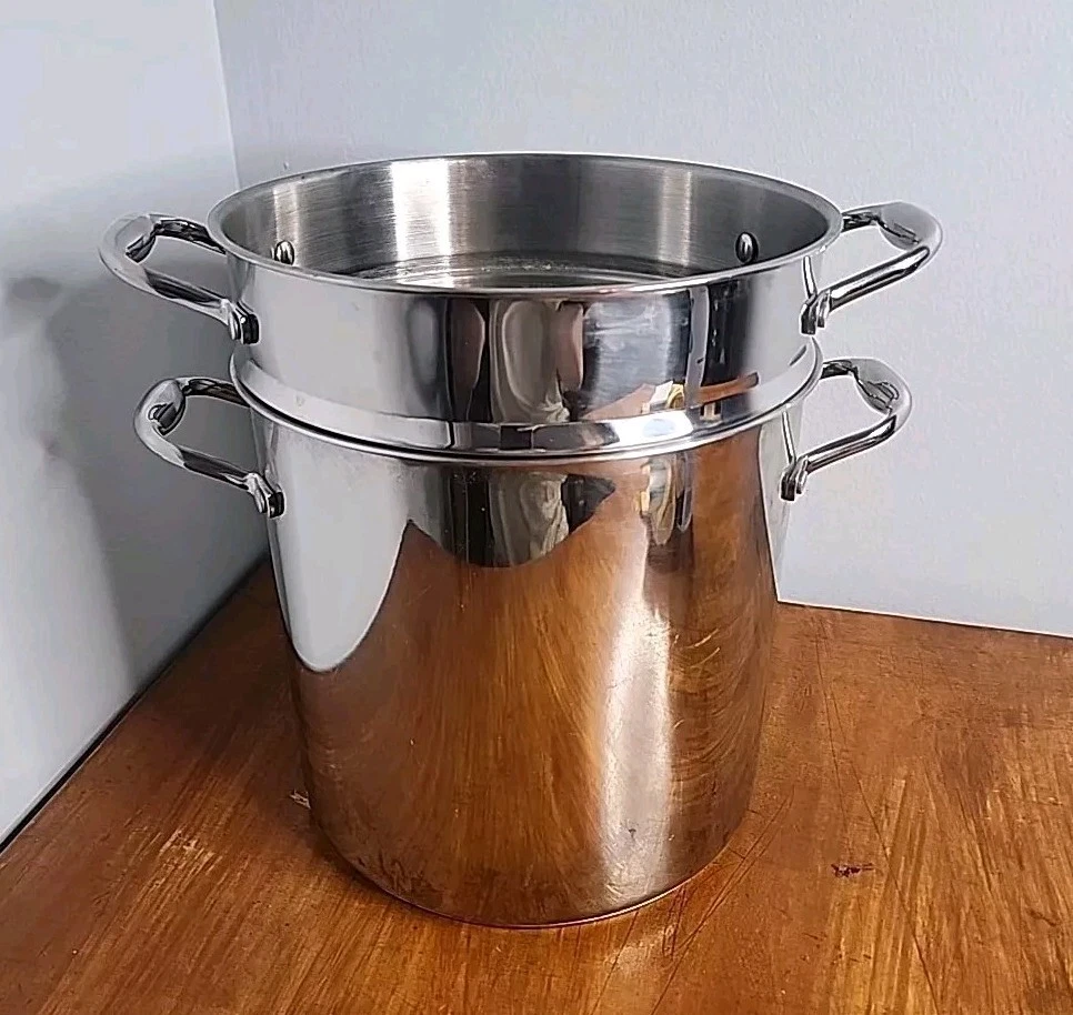 Anolon 18/10 Stainless Steel 12 Qt Stock Pot w Strainer Steamer CQQQ03 No Lid